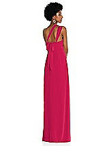 Alt View 2 Thumbnail - Vivid Pink Draped Chiffon Grecian Column Gown with Convertible Straps