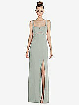 Front View Thumbnail - Willow Green Wide Strap Slash Cutout Empire Dress with Front Slit