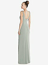 Rear View Thumbnail - Willow Green Wide Strap Slash Cutout Empire Dress with Front Slit