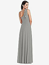Alt View 3 Thumbnail - Chelsea Gray Draped One-Shoulder Maxi Dress with Scarf Bow