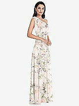 Alt View 2 Thumbnail - Blush Garden Draped One-Shoulder Maxi Dress with Scarf Bow