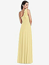 Alt View 3 Thumbnail - Pale Yellow Draped One-Shoulder Maxi Dress with Scarf Bow