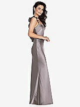 Side View Thumbnail - Cashmere Gray Ruffle Trimmed Open-Back Maxi Slip Dress