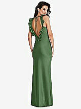 Front View Thumbnail - Vineyard Green Ruffle Trimmed Open-Back Maxi Slip Dress