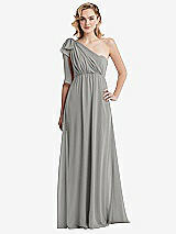 Alt View 3 Thumbnail - Chelsea Gray Empire Waist Shirred Skirt Convertible Sash Tie Maxi Dress