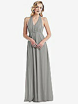 Alt View 5 Thumbnail - Chelsea Gray Empire Waist Shirred Skirt Convertible Sash Tie Maxi Dress