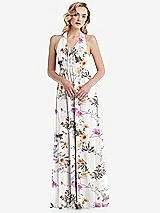 Alt View 5 Thumbnail - Butterfly Botanica Ivory Empire Waist Shirred Skirt Convertible Sash Tie Maxi Dress