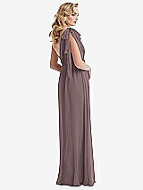 Alt View 4 Thumbnail - French Truffle Empire Waist Shirred Skirt Convertible Sash Tie Maxi Dress
