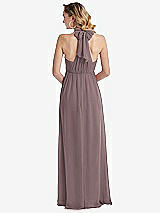 Rear View Thumbnail - French Truffle Empire Waist Shirred Skirt Convertible Sash Tie Maxi Dress