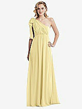 Alt View 3 Thumbnail - Pale Yellow Empire Waist Shirred Skirt Convertible Sash Tie Maxi Dress