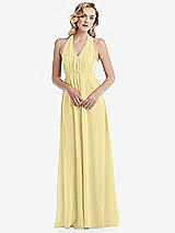 Alt View 5 Thumbnail - Pale Yellow Empire Waist Shirred Skirt Convertible Sash Tie Maxi Dress
