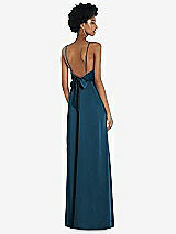 Front View Thumbnail - Atlantic Blue High-Neck Low Tie-Back Maxi Dress with Adjustable Straps