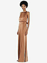 Side View Thumbnail - Toffee High-Neck Low Tie-Back Maxi Dress with Adjustable Straps