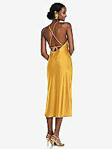 Rear View Thumbnail - NYC Yellow Diamond Halter Bias Midi Slip Dress with Convertible Straps
