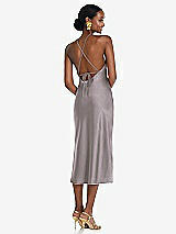 Rear View Thumbnail - Cashmere Gray Diamond Halter Bias Midi Slip Dress with Convertible Straps