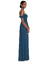 Side View Thumbnail - Dusk Blue Off-the-Shoulder Basque Neck Maxi Dress with Flounce Sleeves