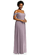 Alt View 2 Thumbnail - Lilac Dusk Off-the-Shoulder Basque Neck Maxi Dress with Flounce Sleeves