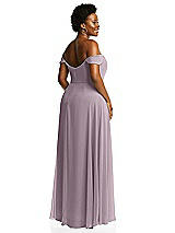 Alt View 3 Thumbnail - Lilac Dusk Off-the-Shoulder Basque Neck Maxi Dress with Flounce Sleeves