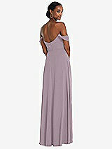 Rear View Thumbnail - Lilac Dusk Off-the-Shoulder Basque Neck Maxi Dress with Flounce Sleeves