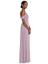 Side View Thumbnail - Suede Rose Off-the-Shoulder Basque Neck Maxi Dress with Flounce Sleeves