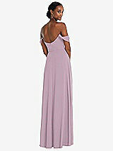 Rear View Thumbnail - Suede Rose Off-the-Shoulder Basque Neck Maxi Dress with Flounce Sleeves