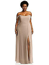 Alt View 1 Thumbnail - Topaz Off-the-Shoulder Basque Neck Maxi Dress with Flounce Sleeves