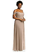 Alt View 2 Thumbnail - Topaz Off-the-Shoulder Basque Neck Maxi Dress with Flounce Sleeves