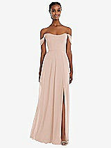 Front View Thumbnail - Cameo Off-the-Shoulder Basque Neck Maxi Dress with Flounce Sleeves