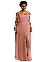 Alt View 1 Thumbnail - Desert Rose Off-the-Shoulder Basque Neck Maxi Dress with Flounce Sleeves