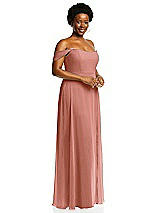 Alt View 2 Thumbnail - Desert Rose Off-the-Shoulder Basque Neck Maxi Dress with Flounce Sleeves