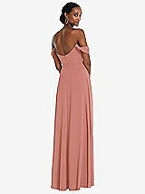 Rear View Thumbnail - Desert Rose Off-the-Shoulder Basque Neck Maxi Dress with Flounce Sleeves