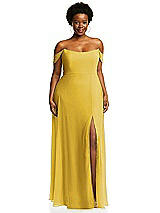Alt View 1 Thumbnail - Marigold Off-the-Shoulder Basque Neck Maxi Dress with Flounce Sleeves