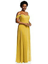 Alt View 2 Thumbnail - Marigold Off-the-Shoulder Basque Neck Maxi Dress with Flounce Sleeves