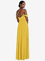 Rear View Thumbnail - Marigold Off-the-Shoulder Basque Neck Maxi Dress with Flounce Sleeves
