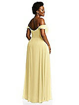 Alt View 3 Thumbnail - Pale Yellow Off-the-Shoulder Basque Neck Maxi Dress with Flounce Sleeves