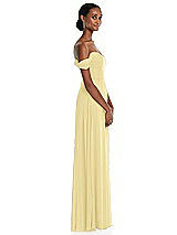 Side View Thumbnail - Pale Yellow Off-the-Shoulder Basque Neck Maxi Dress with Flounce Sleeves