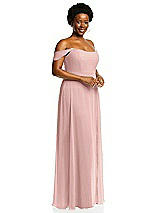 Alt View 2 Thumbnail - Rose - PANTONE Rose Quartz Off-the-Shoulder Basque Neck Maxi Dress with Flounce Sleeves