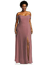 Alt View 1 Thumbnail - Rosewood Off-the-Shoulder Basque Neck Maxi Dress with Flounce Sleeves