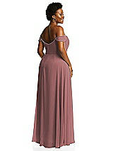 Alt View 3 Thumbnail - Rosewood Off-the-Shoulder Basque Neck Maxi Dress with Flounce Sleeves