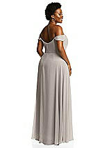 Alt View 3 Thumbnail - Taupe Off-the-Shoulder Basque Neck Maxi Dress with Flounce Sleeves