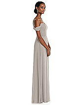 Side View Thumbnail - Taupe Off-the-Shoulder Basque Neck Maxi Dress with Flounce Sleeves