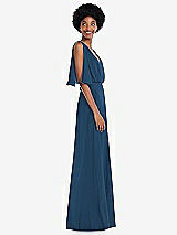 Alt View 2 Thumbnail - Dusk Blue V-Neck Split Sleeve Blouson Bodice Maxi Dress