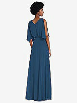 Alt View 3 Thumbnail - Dusk Blue V-Neck Split Sleeve Blouson Bodice Maxi Dress