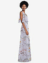 Alt View 2 Thumbnail - Butterfly Botanica Silver Dove V-Neck Split Sleeve Blouson Bodice Maxi Dress