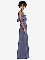 Alt View 2 Thumbnail - French Blue V-Neck Split Sleeve Blouson Bodice Maxi Dress