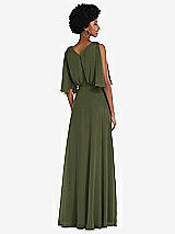 Alt View 3 Thumbnail - Olive Green V-Neck Split Sleeve Blouson Bodice Maxi Dress