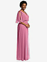 Side View Thumbnail - Orchid Pink V-Neck Split Sleeve Blouson Bodice Maxi Dress