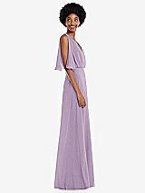 Alt View 2 Thumbnail - Pale Purple V-Neck Split Sleeve Blouson Bodice Maxi Dress