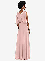 Alt View 3 Thumbnail - Rose - PANTONE Rose Quartz V-Neck Split Sleeve Blouson Bodice Maxi Dress