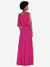 Alt View 3 Thumbnail - Think Pink V-Neck Split Sleeve Blouson Bodice Maxi Dress